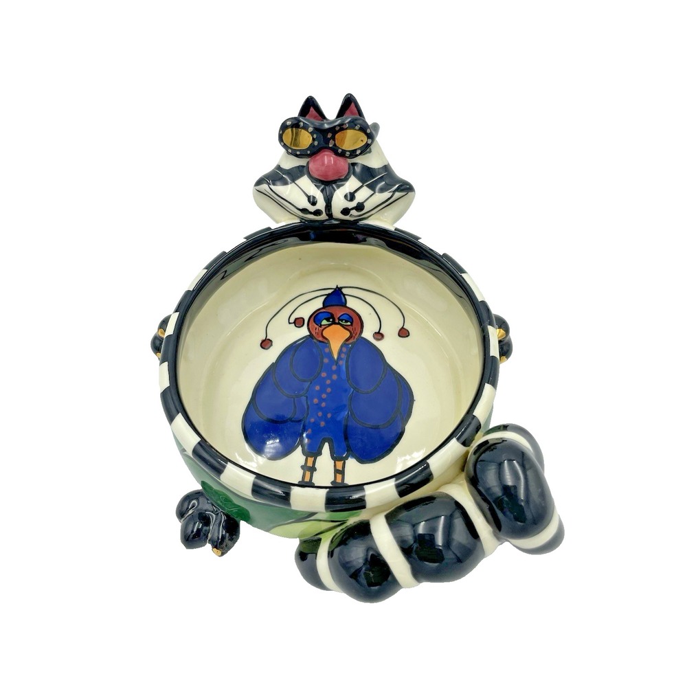 SWAK  Lynda Corneille Clancy the Cat Ceramic Bowl Dish Unique Collectible Signed